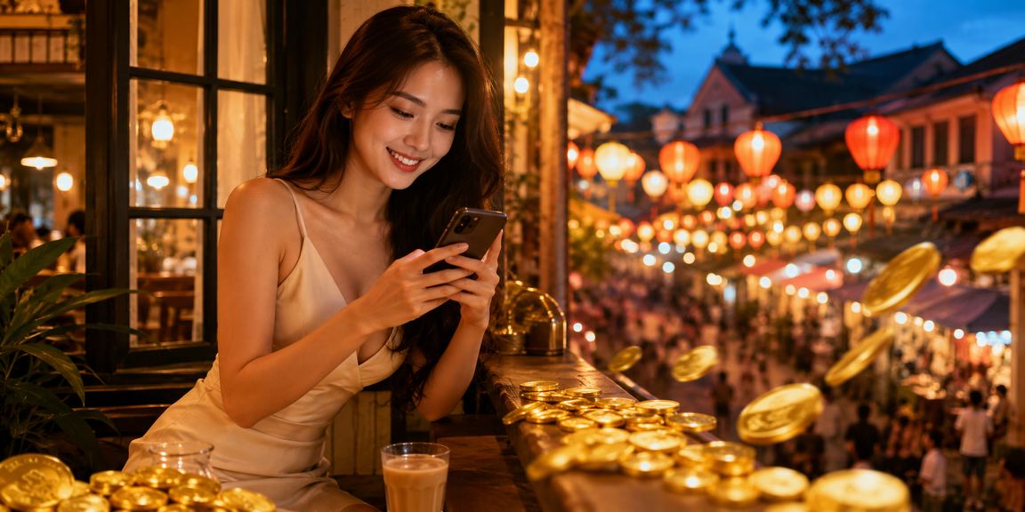 Người dùng theo dõi cá cược thể thao và giải thưởng bên ly cà phê tại Đà Lạt