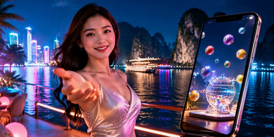 Không khí giải trí sôi động ban đêm tại Hạ Long với ánh đèn neon và trò chơi may mắn
