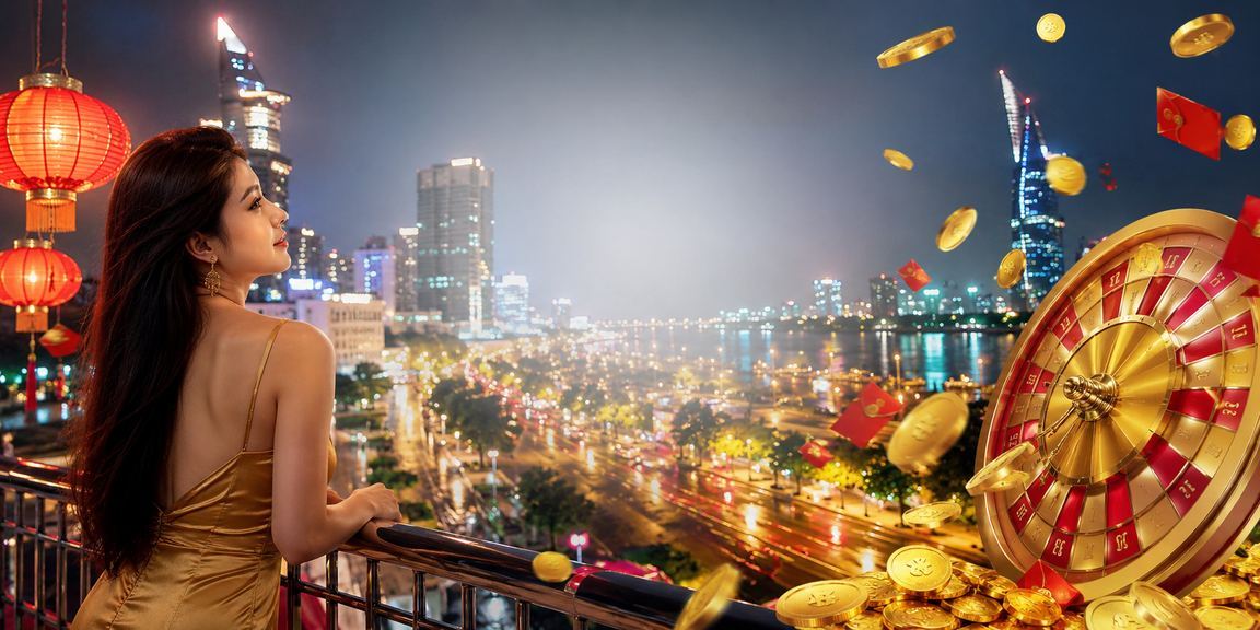 Khung cảnh đèn lồng TP.HCM gợi không khí chơi Roulette live casino buổi tối